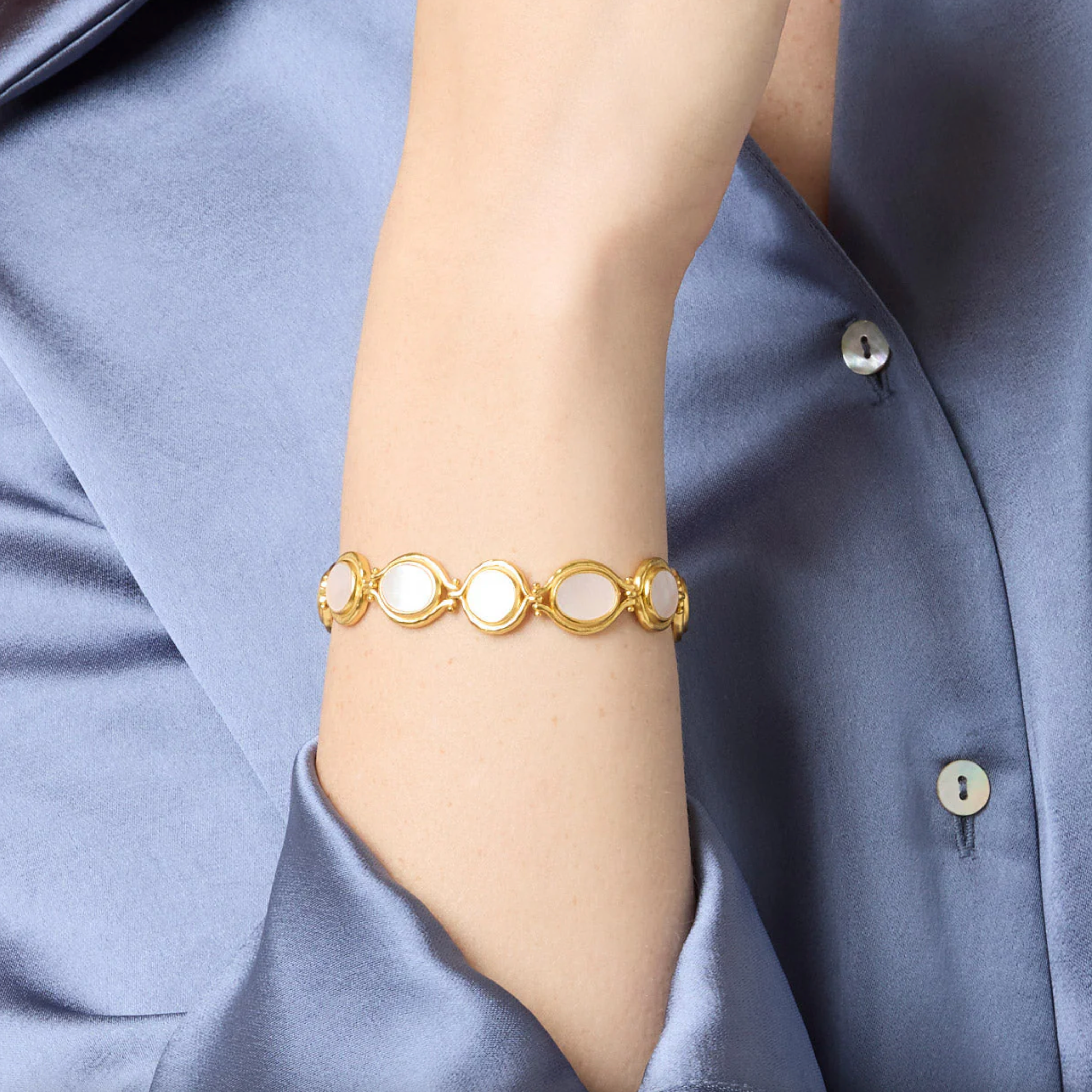 Julie Vos Saratoga Tennis Bracelet Mother of Pearl
