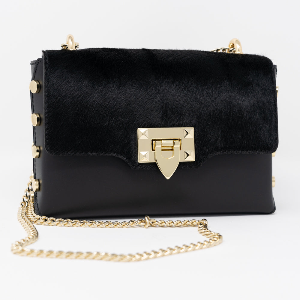 Italian Leather Crossbody with Hide